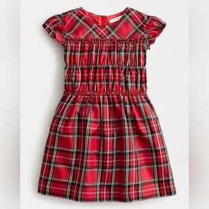 J. Crew Crewcuts Girl’s Smocked Red Stewart Tartan Plaid Flutter Sleeve Dress